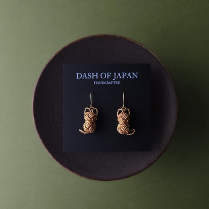 Cat Earrings - Brown Gold