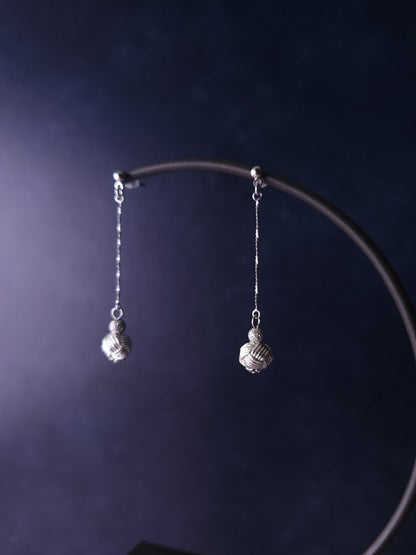 Long Drop Earrings - Metallic Silver