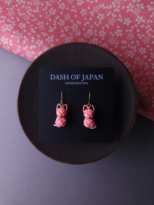 Cat Earrings - Coral Pink