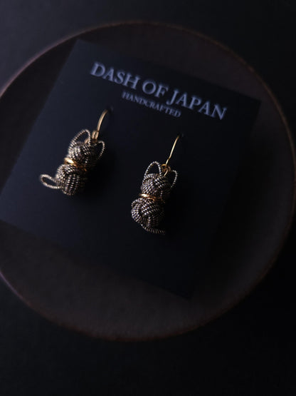 Cat Earrings  - Black Gold