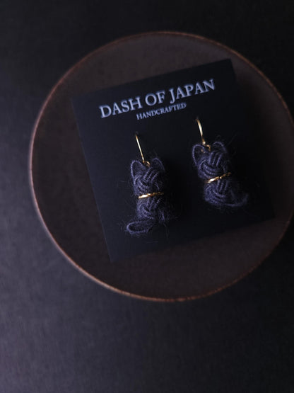 Fluffy Cat Earrings - Charcoal Gray