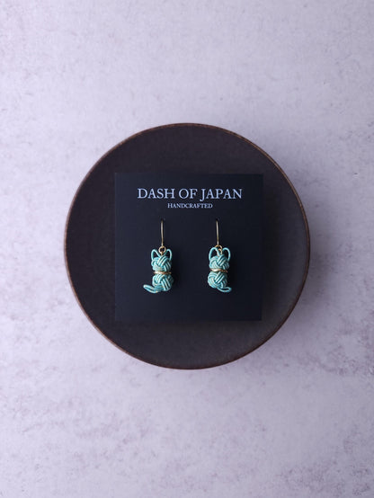 Cat Earrings  - Turquoise Blue x Gold