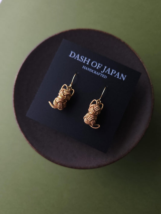 Cat Earrings - Brown Gold