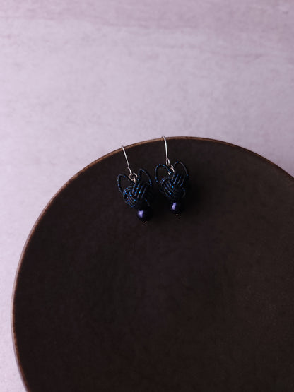 Cat Head Earrings - Black with Blue Sparkle