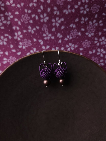 Cat Head Earrings - Eggplant Purple