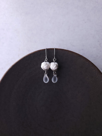 Simple Drop Earrings - White