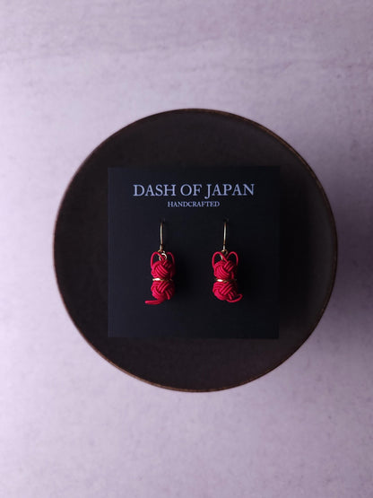Cat Earrings  -Dark Red