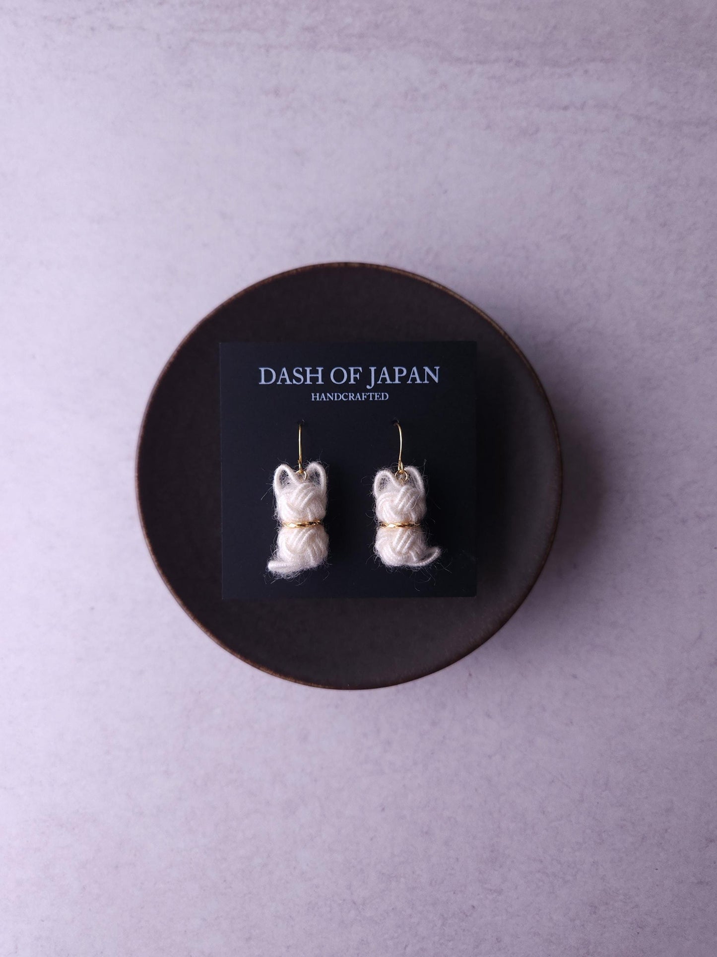 Fluffy Cat Earrings - White