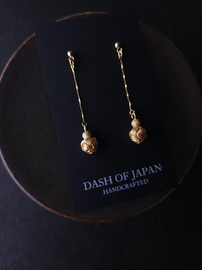 Long Drop Earrings - Metallic Gold