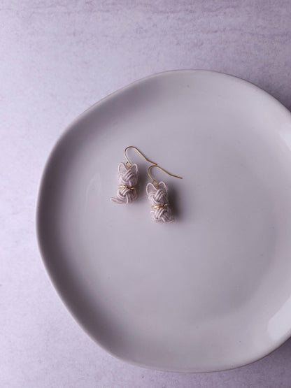 Fluffy Cat Earrings - Silver Gray