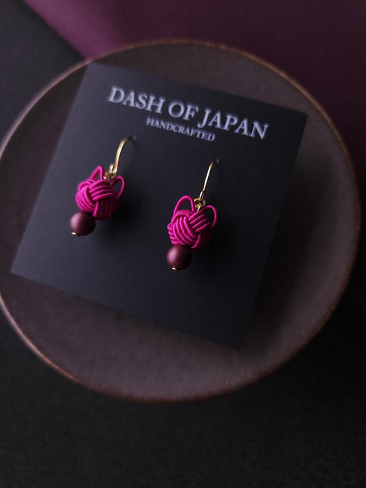 Cat Head Earrings - Magenta Pink