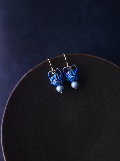 Cat Head Earrings  - Blue Mix