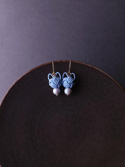 Cat Head Earrings - Light Blue