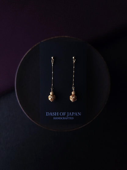 Long Drop Earrings - Metallic Gold