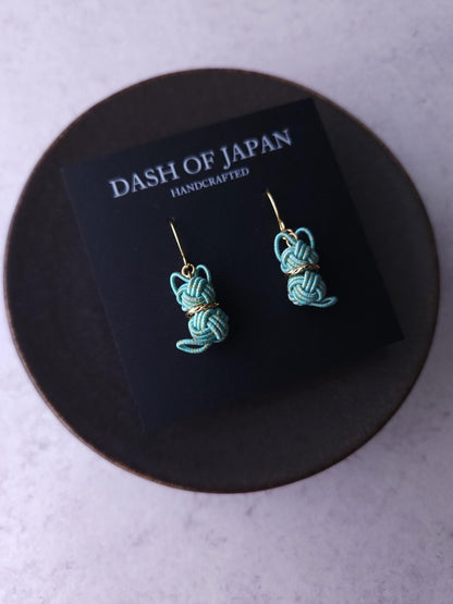 Cat Earrings  - Turquoise Blue x Gold