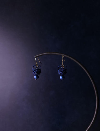 Cat Head Earrings - Navy Blue