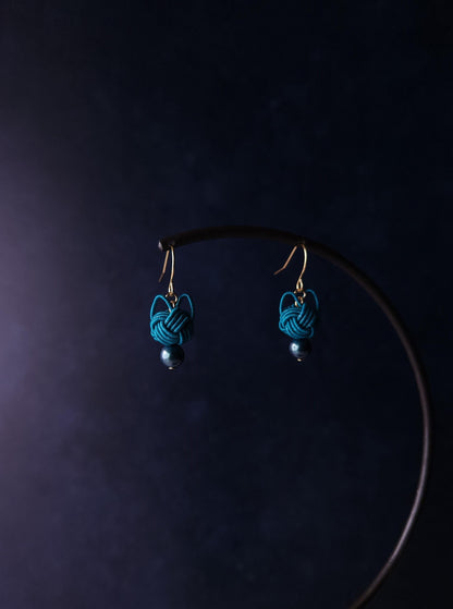 Cat Head Earrings - Peacock Green