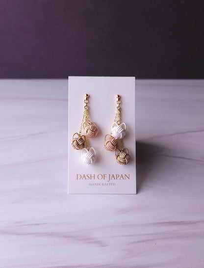 Cat Dangle Earrings - Brown Beige Tabby Cat