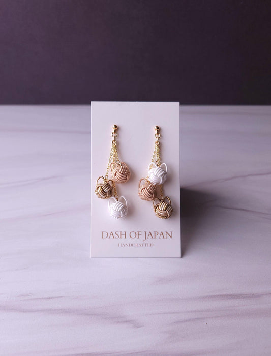 Cat Dangle Earrings - Brown Beige Tabby Cat