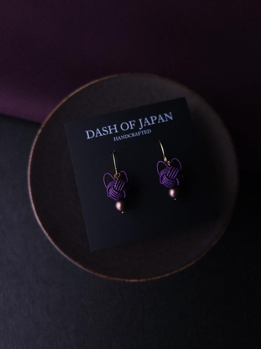 Cat Head Earrings - Eggplant Purple