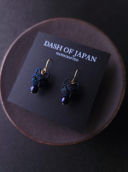 Cat Head Earrings - Black with Blue Sparkle