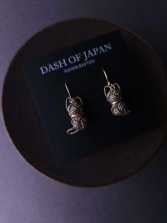 Cat Earrings  - Black Gold