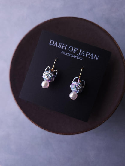 Cat Head Earrings - Hydrangea Blue