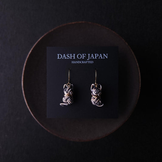 Cat  Earrings- Black and White Bicolor