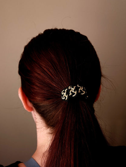 Ponytail Hook - White & Gold
