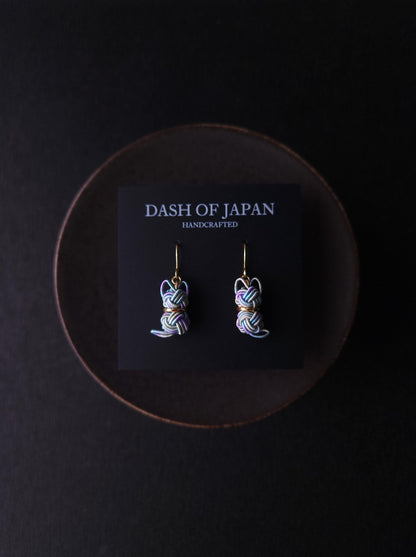 Cat Earrings - Hydrangea Blue