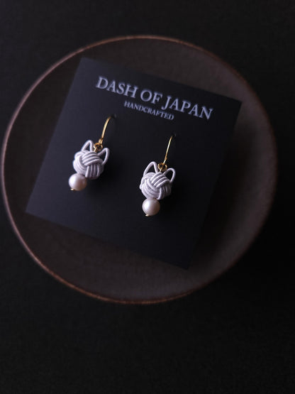 Cat Head Earrings - Icy White