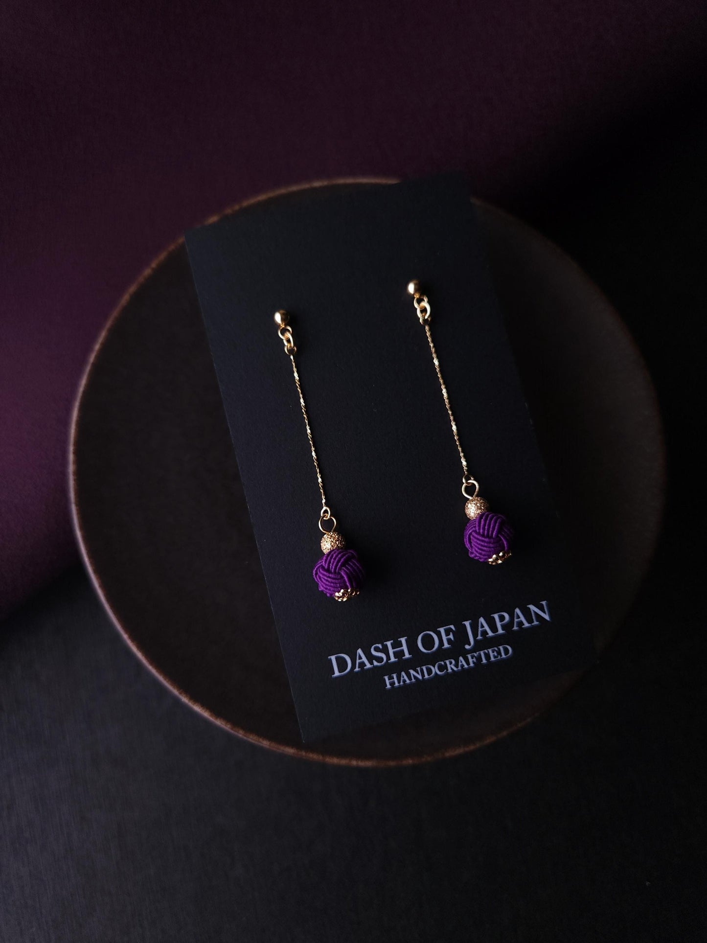 Long Drop Earrings - Purple