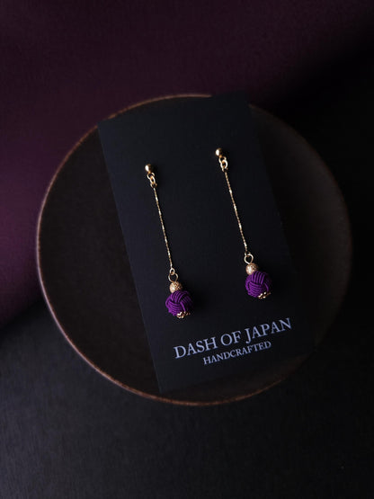 Long Drop Earrings - Purple