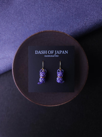 Cat Earrings- Blue with Gold Dust