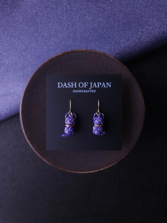 Cat Earrings- Blue with Gold Dust
