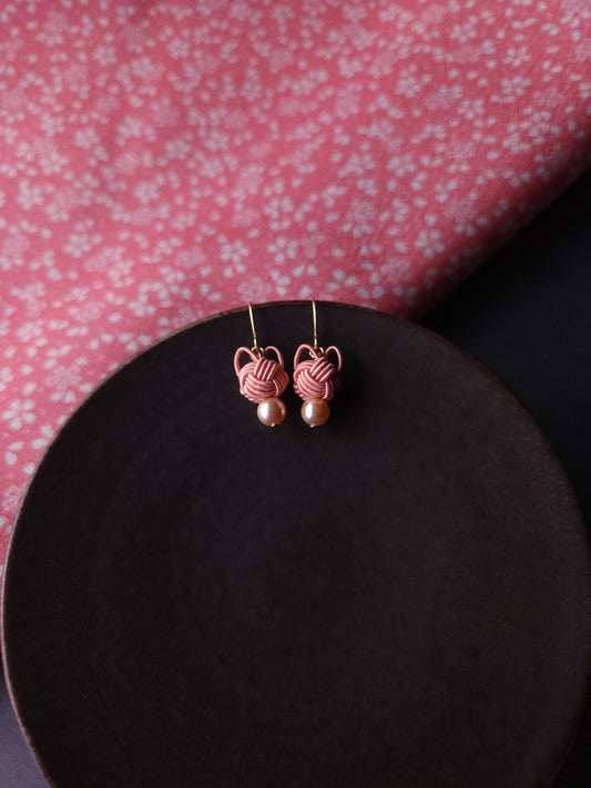 Cat Head Earrings  - Coral Pink