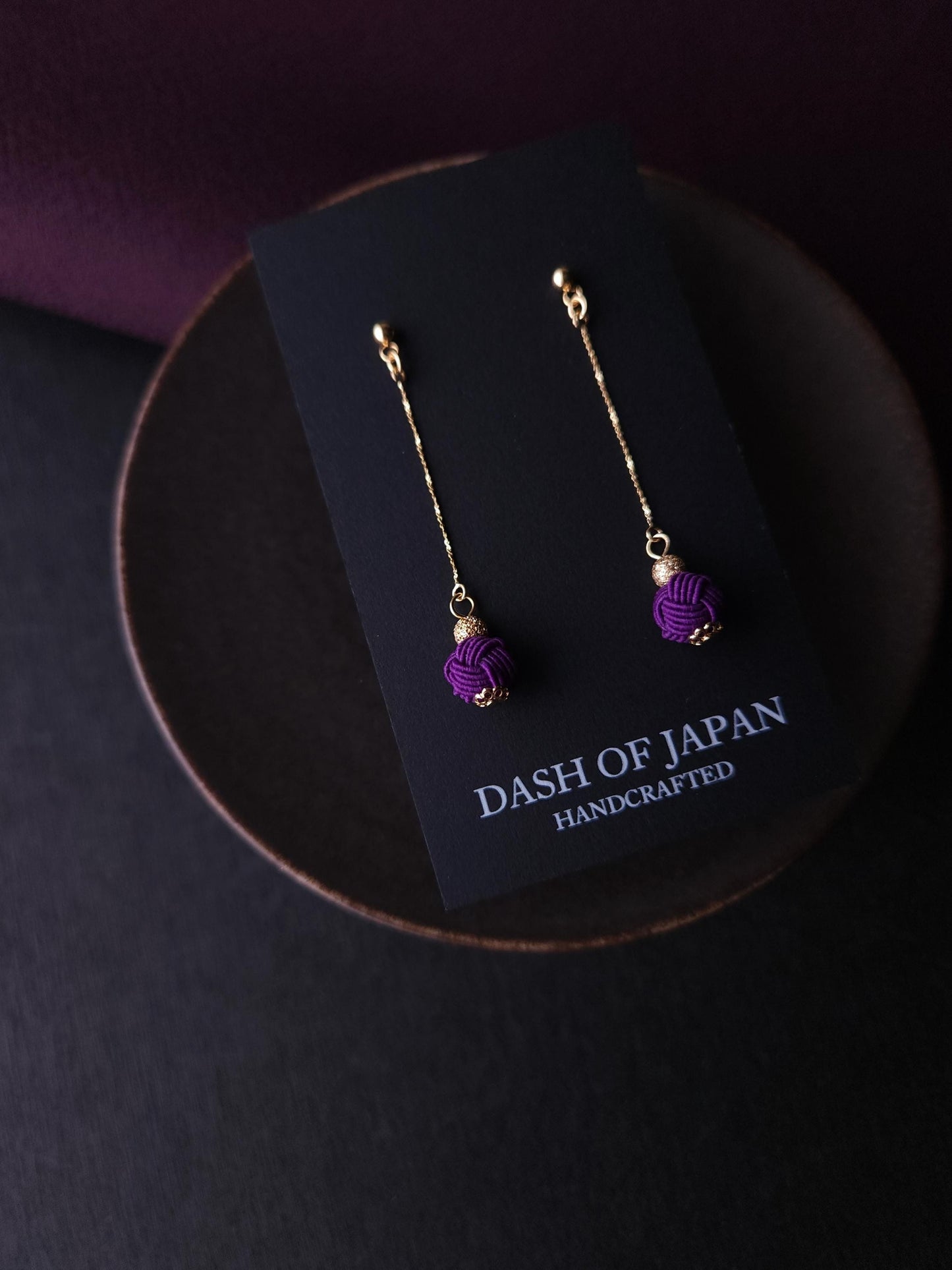 Long Drop Earrings - Purple