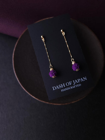 Long Drop Earrings - Purple