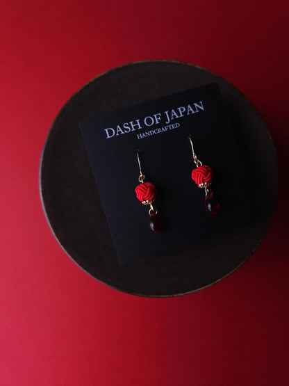 Simple Drop Earrings - Red