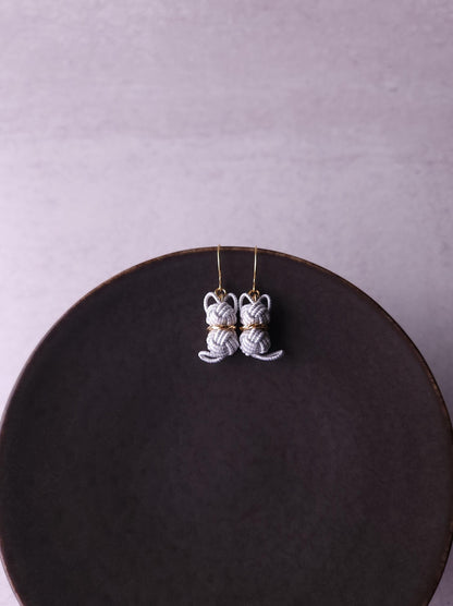 Cat Earrings  - White x Silver