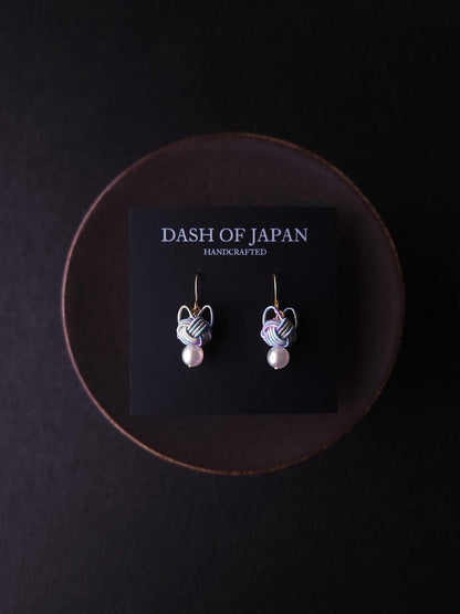 Cat Head Earrings - Hydrangea Blue