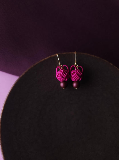 Cat Head Earrings - Magenta Pink