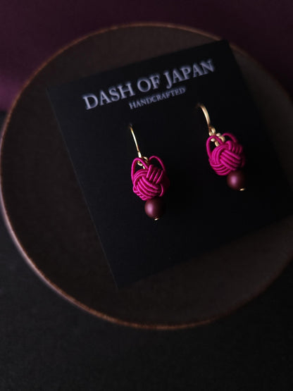 Cat Head Earrings - Magenta Pink