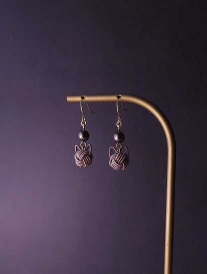 Cat Drop Earrings - Walnut Brown