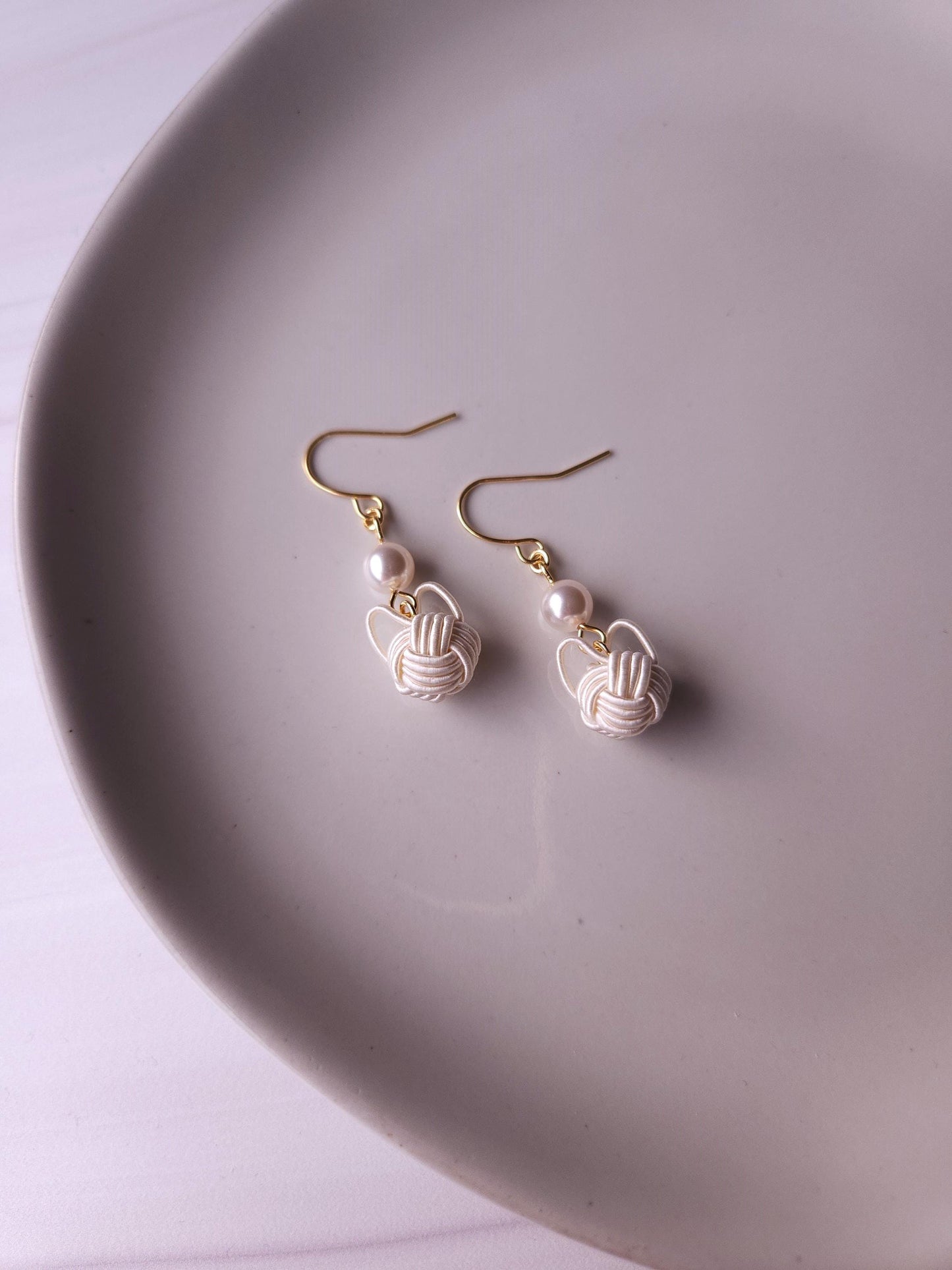 Cat Drop Earrings- White