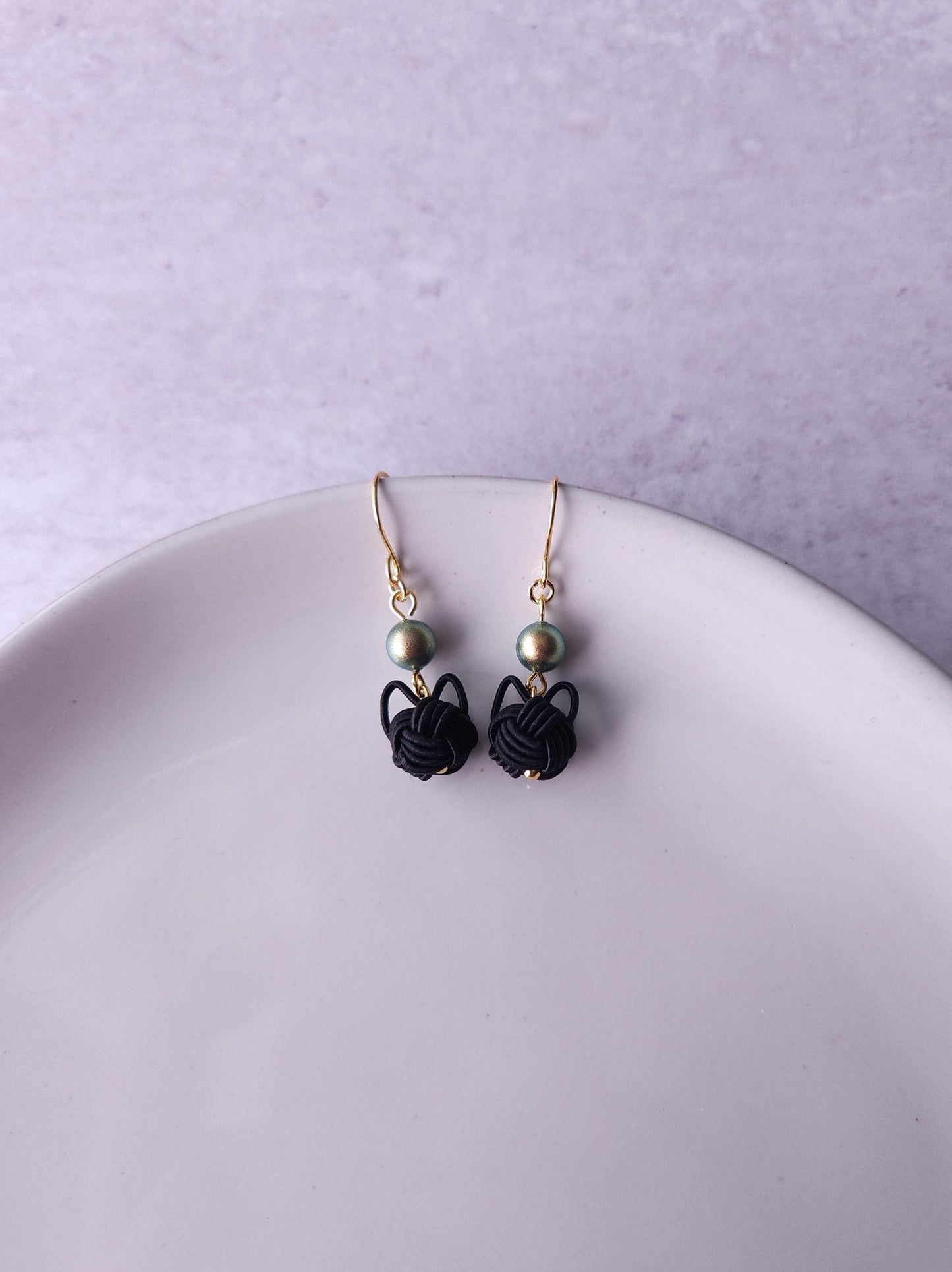 Cat Earrings -Sleek Black