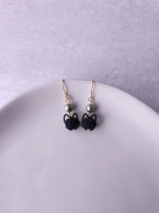 Cat Earrings -Sleek Black