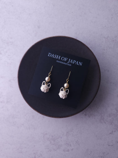 Cat Drop Earrings- White