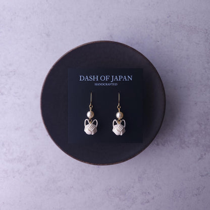 Cat Drop Earrings- White