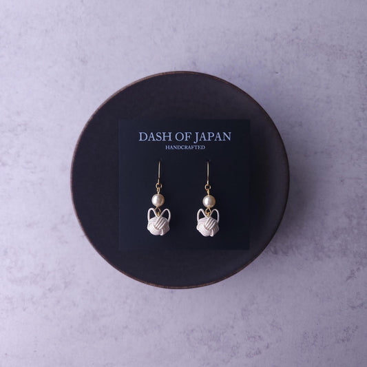 Cat Drop Earrings- White